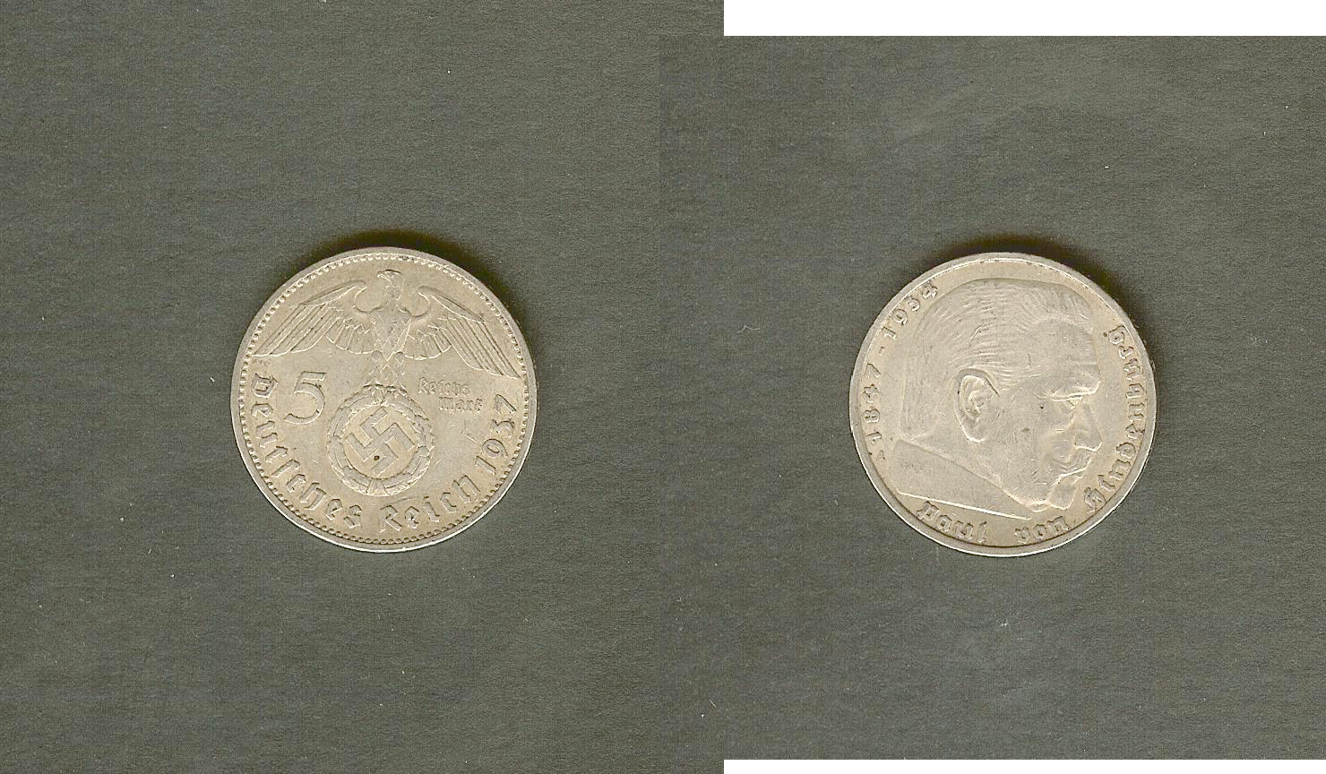 Deutsches Reich 5 Reichsmark 1937 A - Paul von Hindenburg TTB+